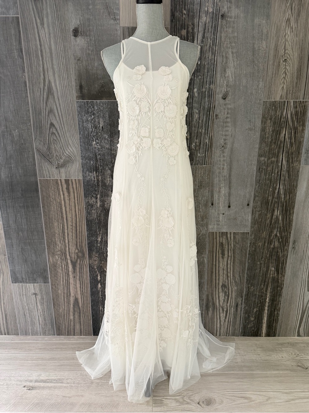 BHLDN Calla Sleeveless Tulle Floral Appliqué Maxi Dress